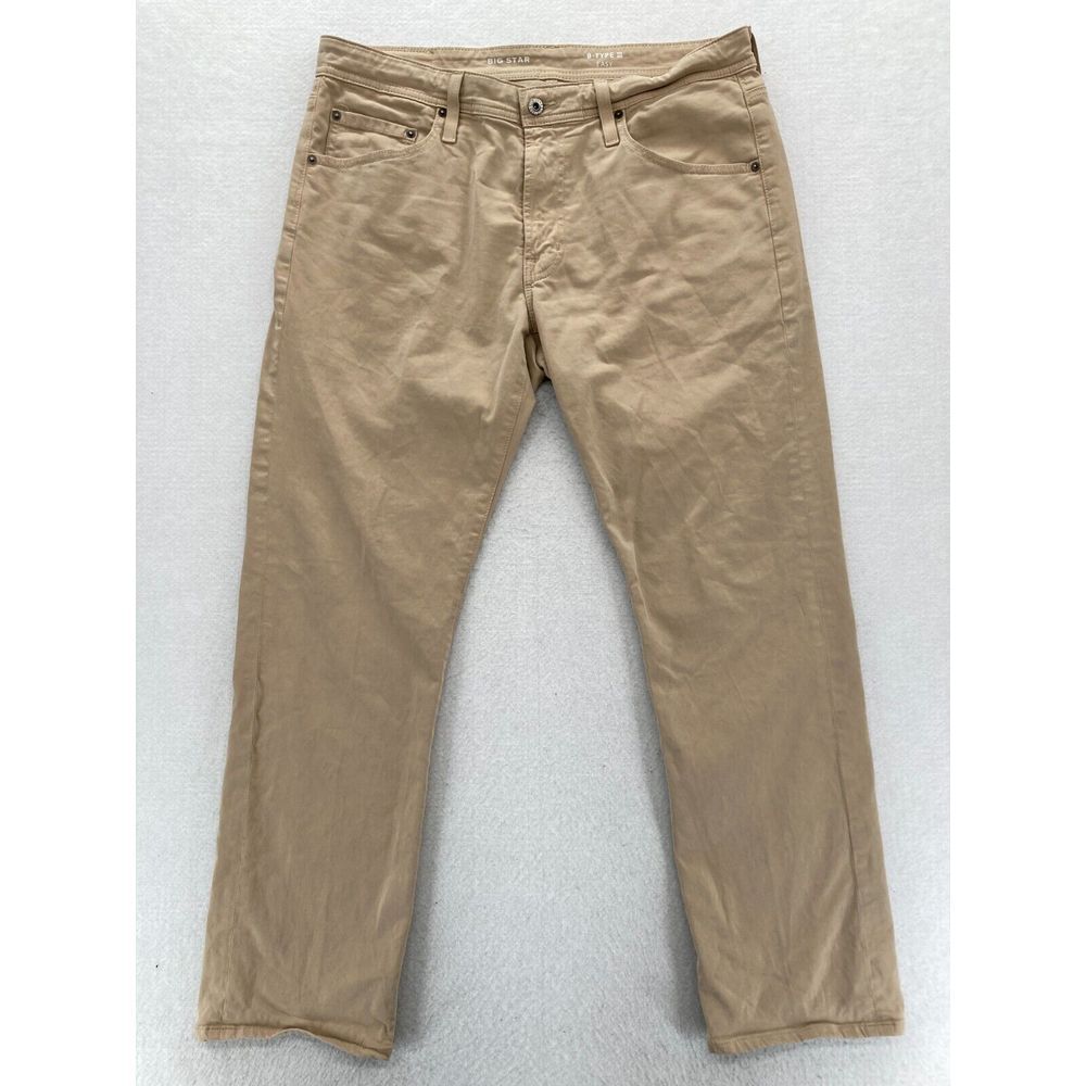 Big Star Pants Mens 34x29 Easy Fit B Type III Beige Stretch Fabric Straight Leg